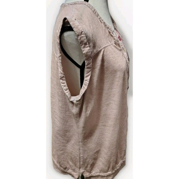 Jennifer & Grace Blouse Size L Short Sleeve Layered Hem Embroidery Back - Picture 4 of 6